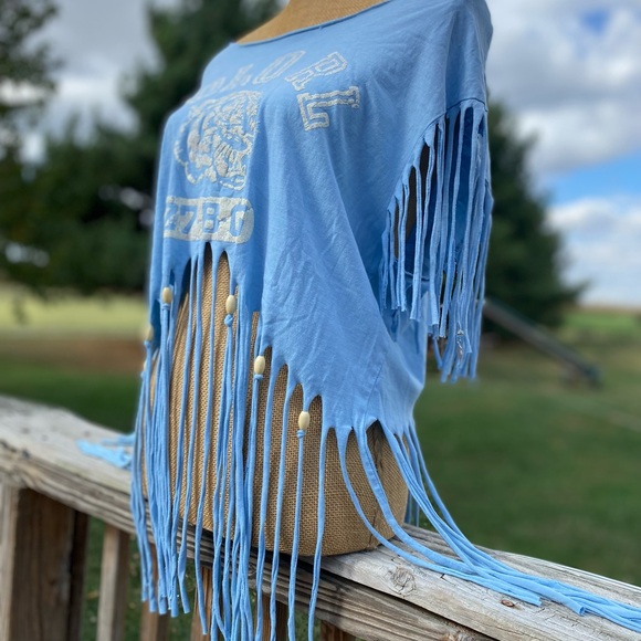 Handcrafted Polo Ralph Lauren Distressed Fringe Festival Cutoff Tee Size XL - Picture 4 of 10